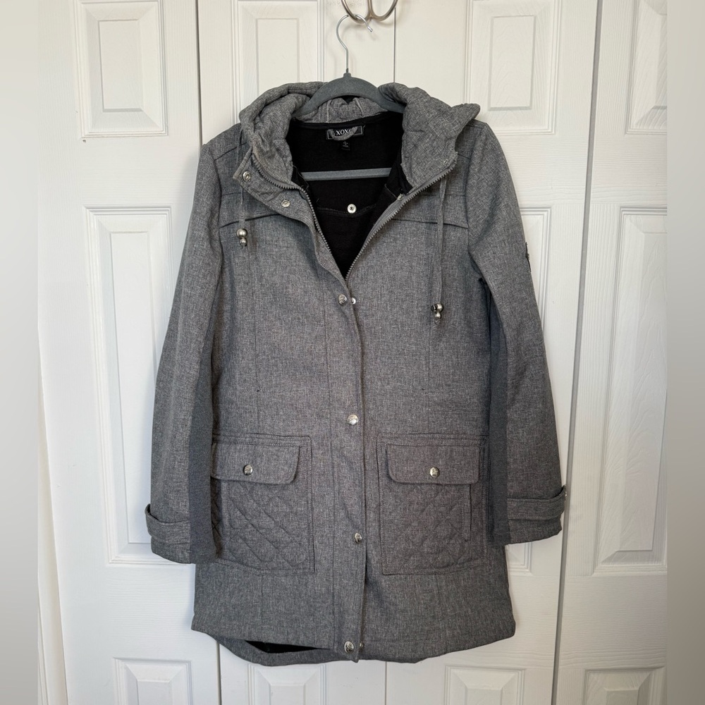 XOXO Gray Trench Coat with Hood